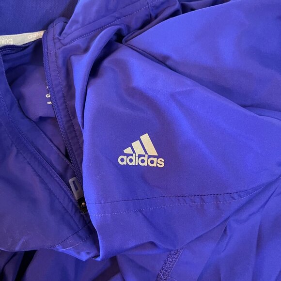 Adidas ClimaProof Running Blue Half-Zip Pullover Jacket Windbreaker L Polyester - Picture 11 of 15